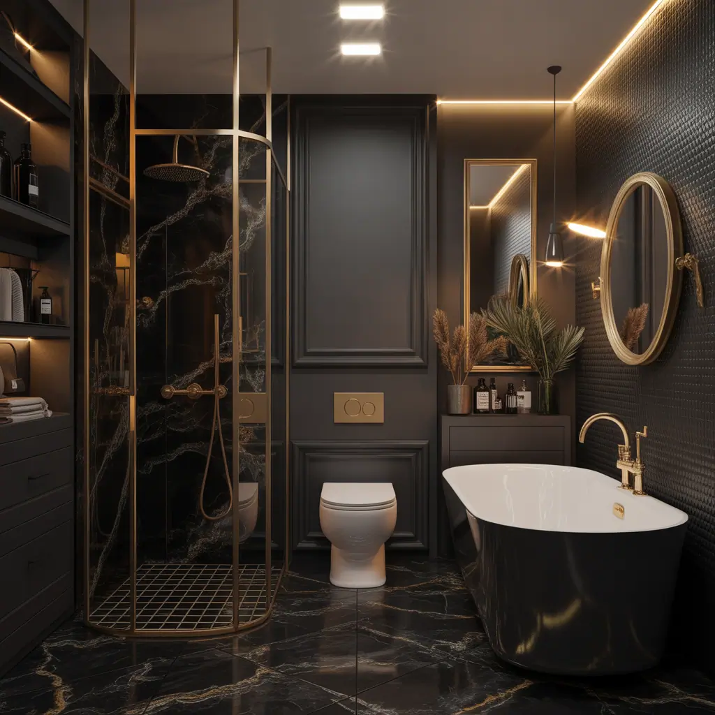 bathroom ideas black gold