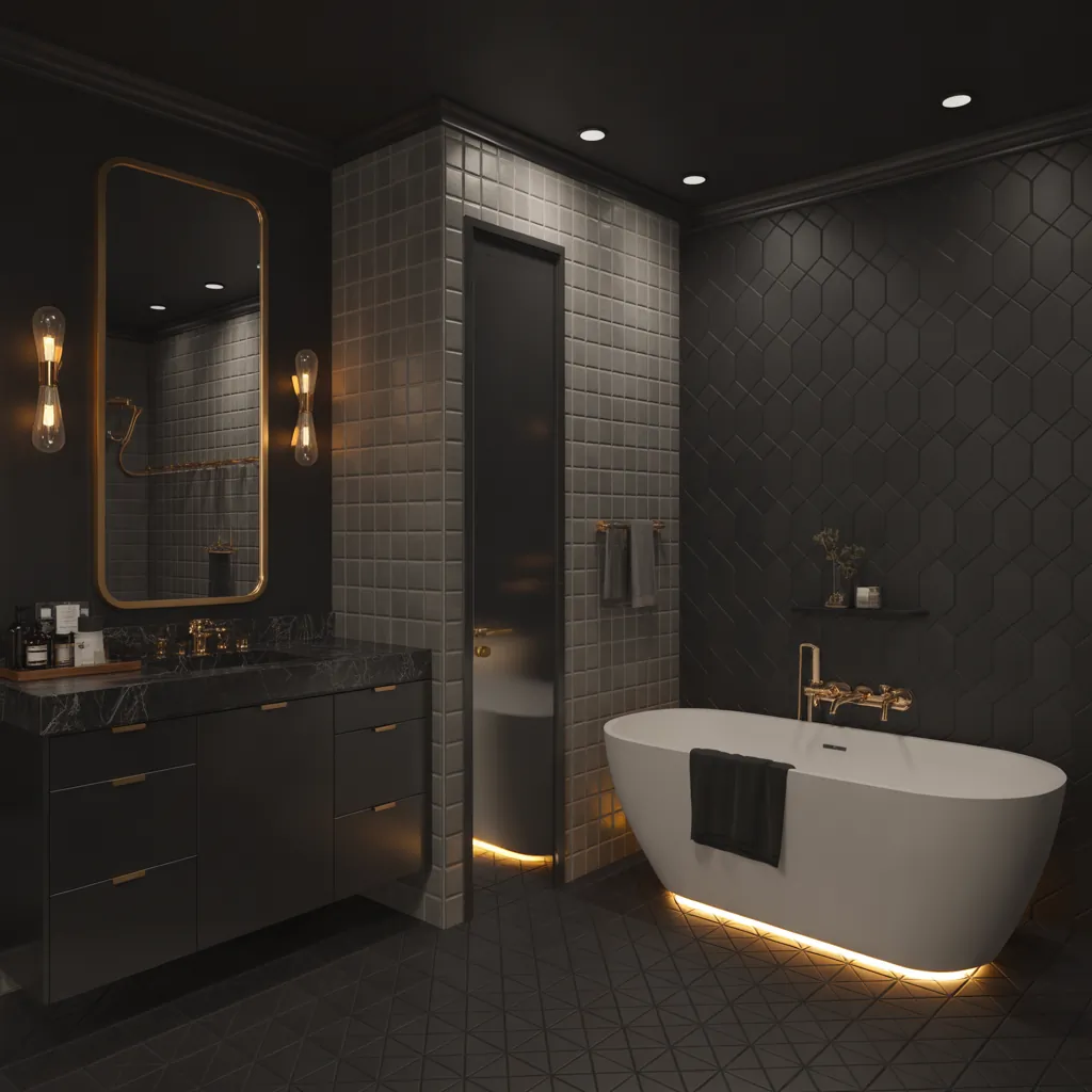 bathroom ideas black gold