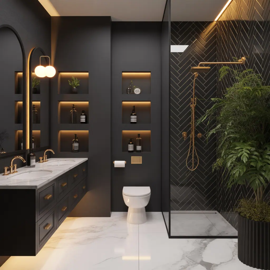 bathroom ideas black gold