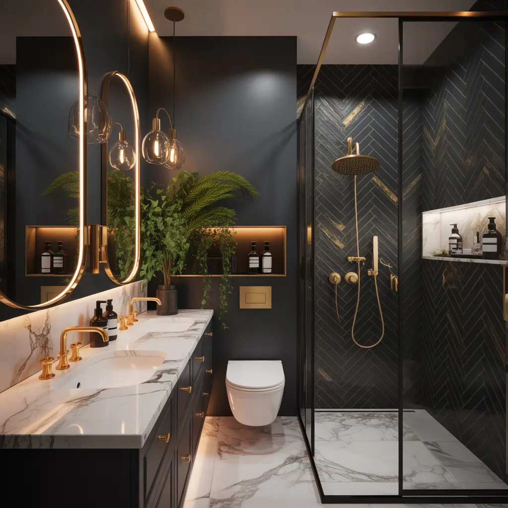 bathroom ideas black gold