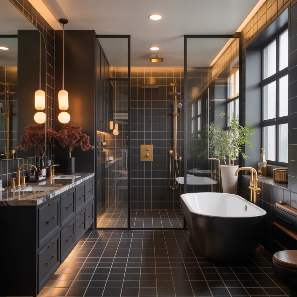 bathroom ideas black gold