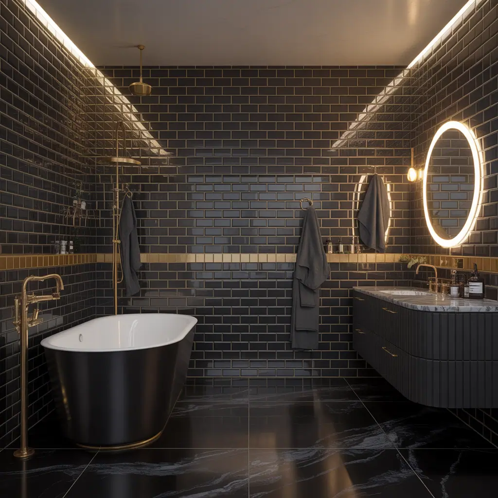 bathroom ideas black gold