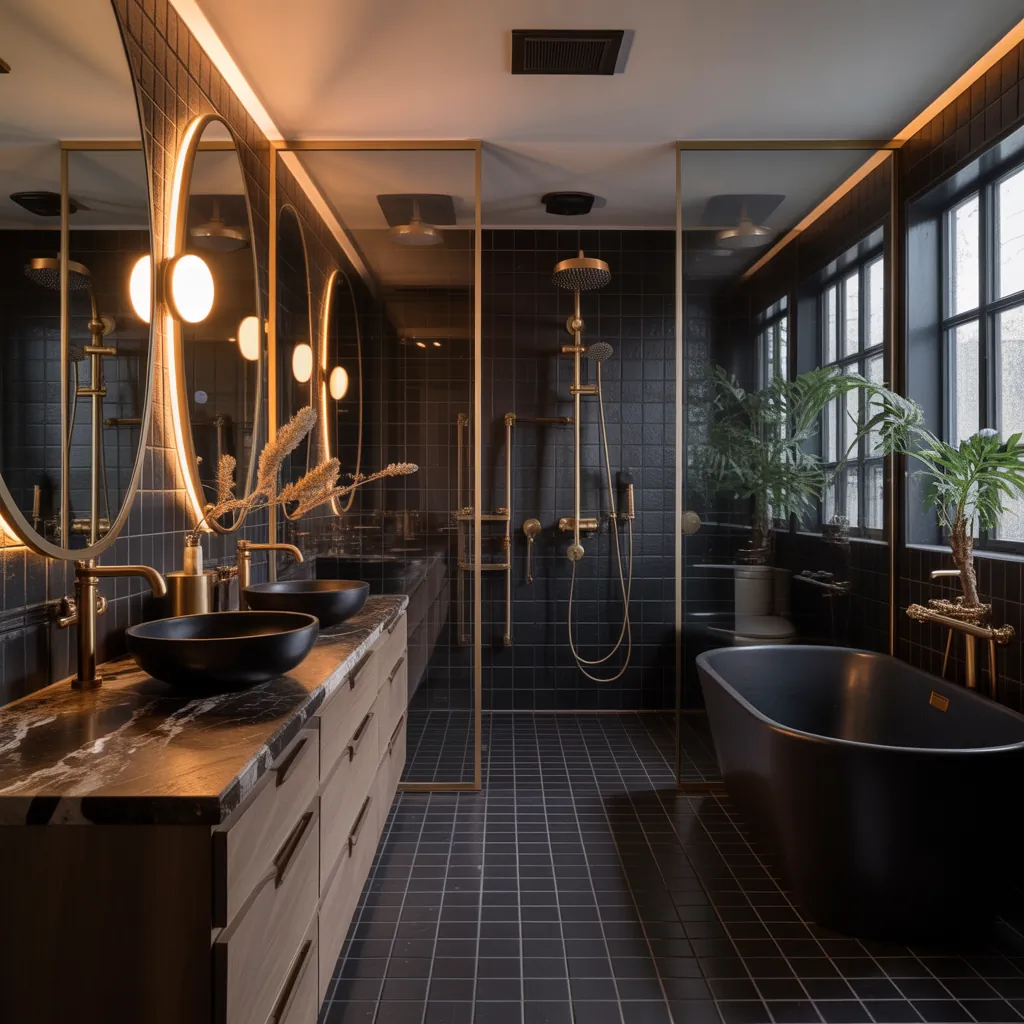 bathroom ideas black gold