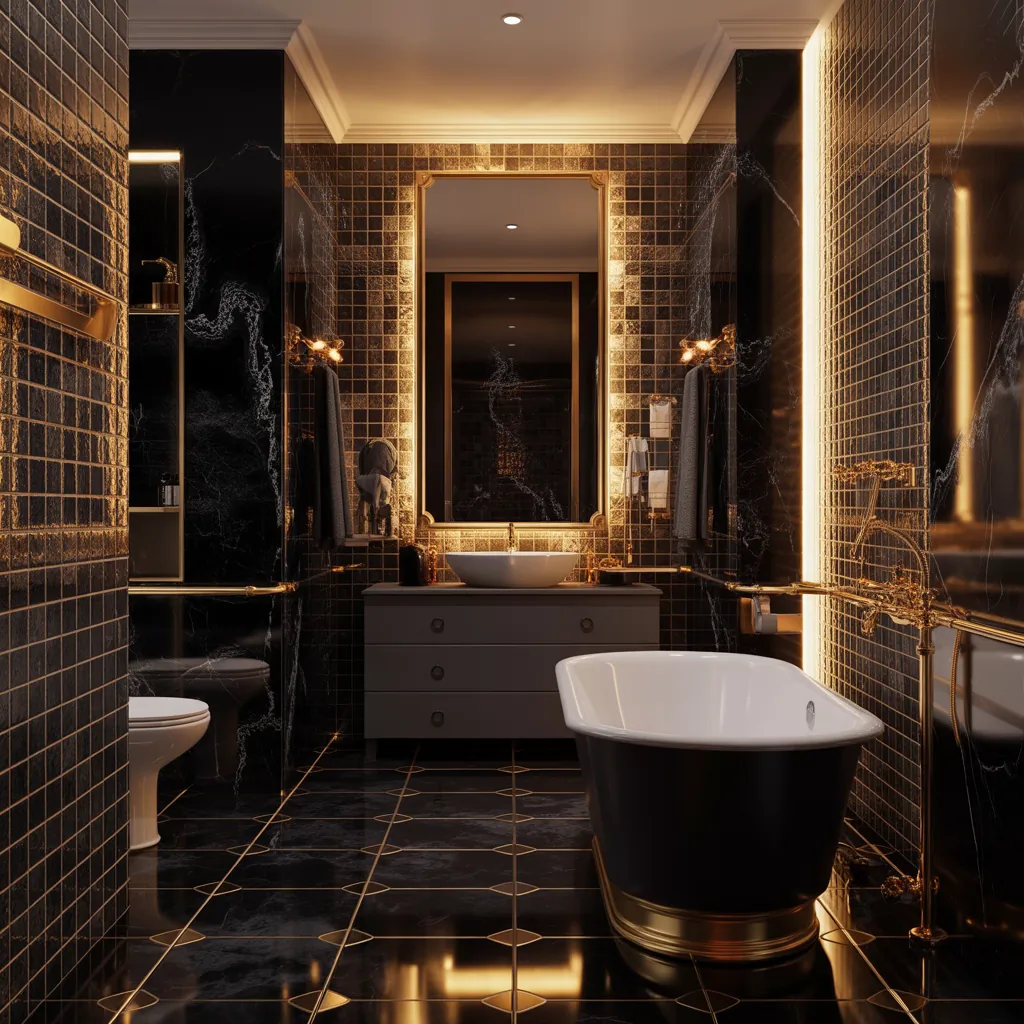 bathroom ideas black gold