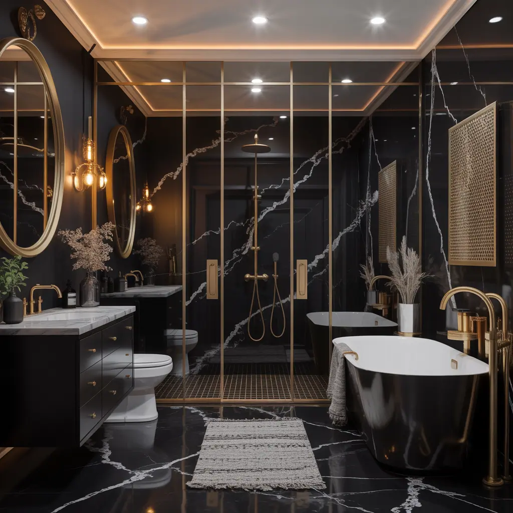 bathroom ideas black gold