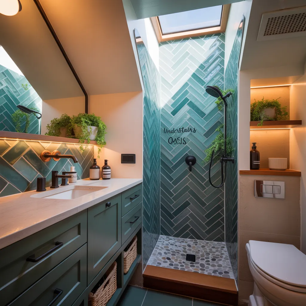 bathroom ideas under stairs