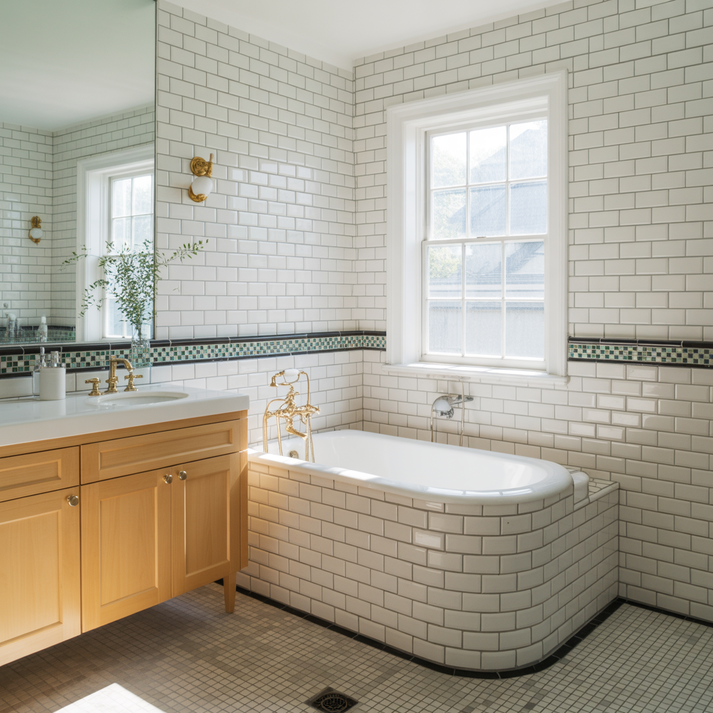 bathroom tile around tub