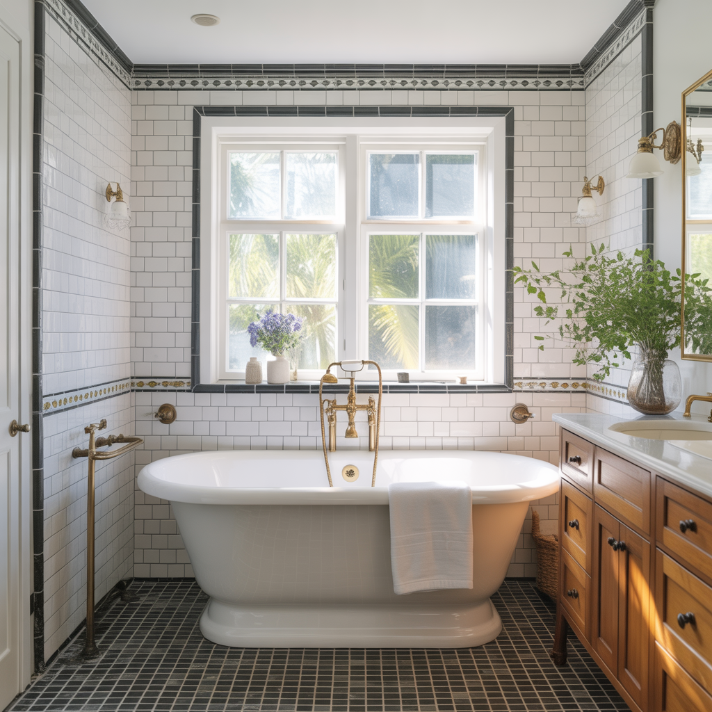bathroom tile around tub