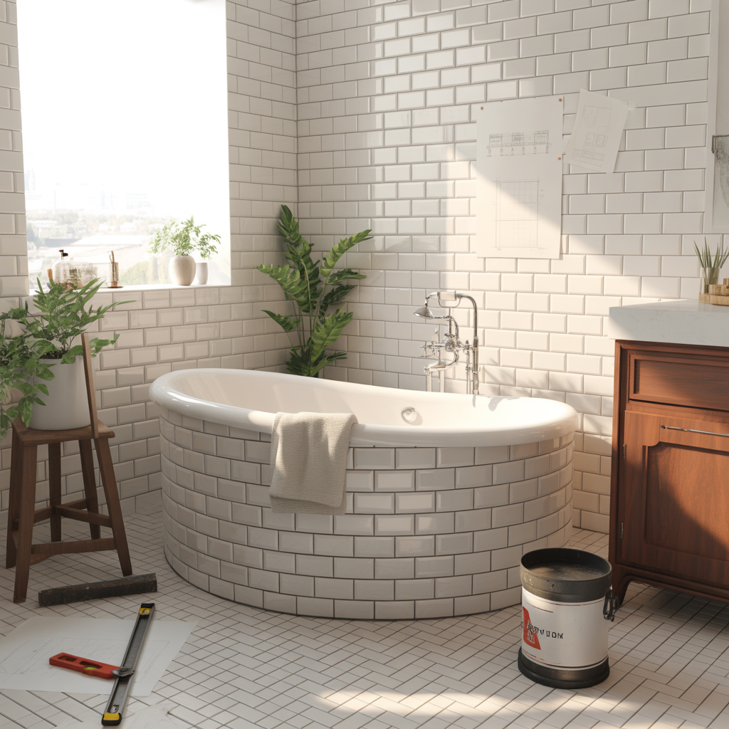 bathroom tile around tub