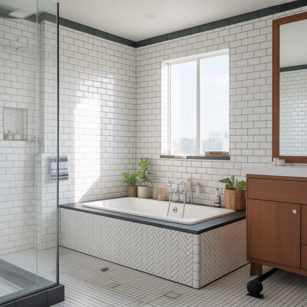 bathroom tile around tub