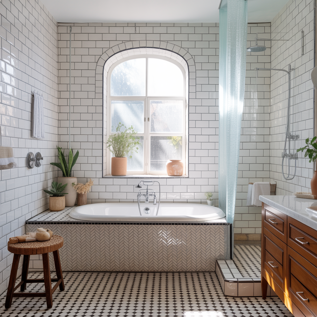 bathroom tile around tub