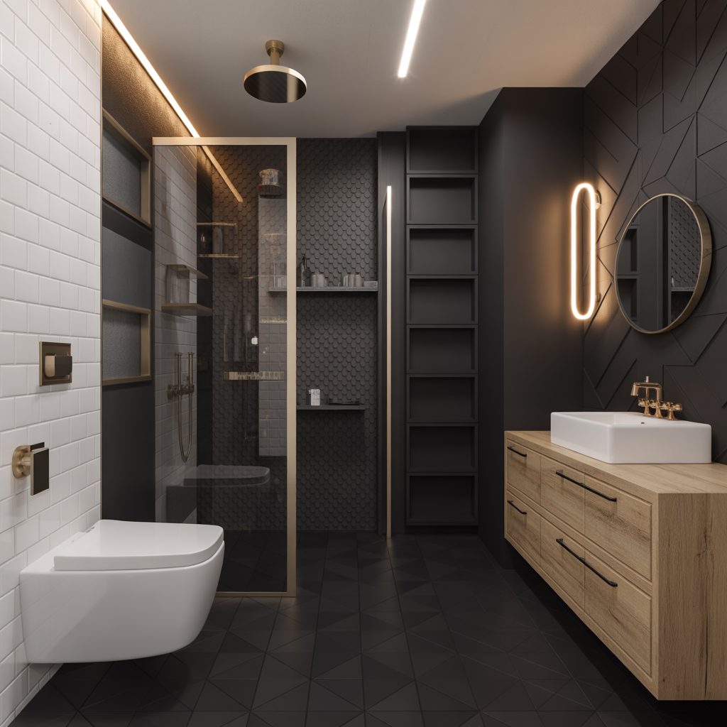 bathroom with black floor ideas