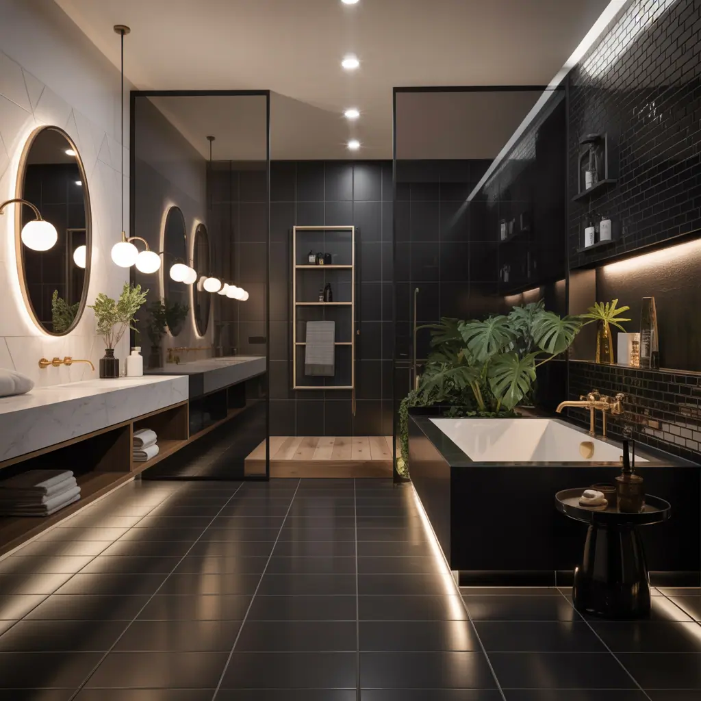 bathroom with black floor ideas