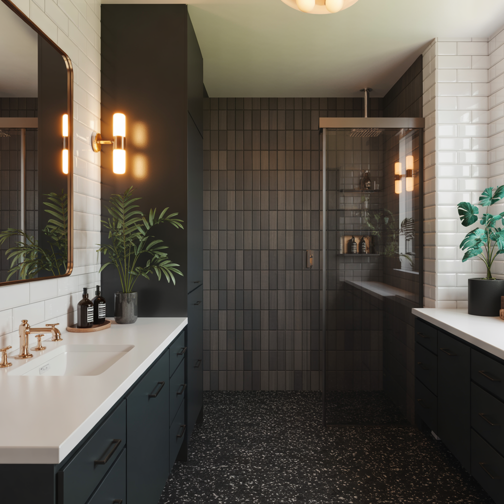 bathroom with black floor ideas