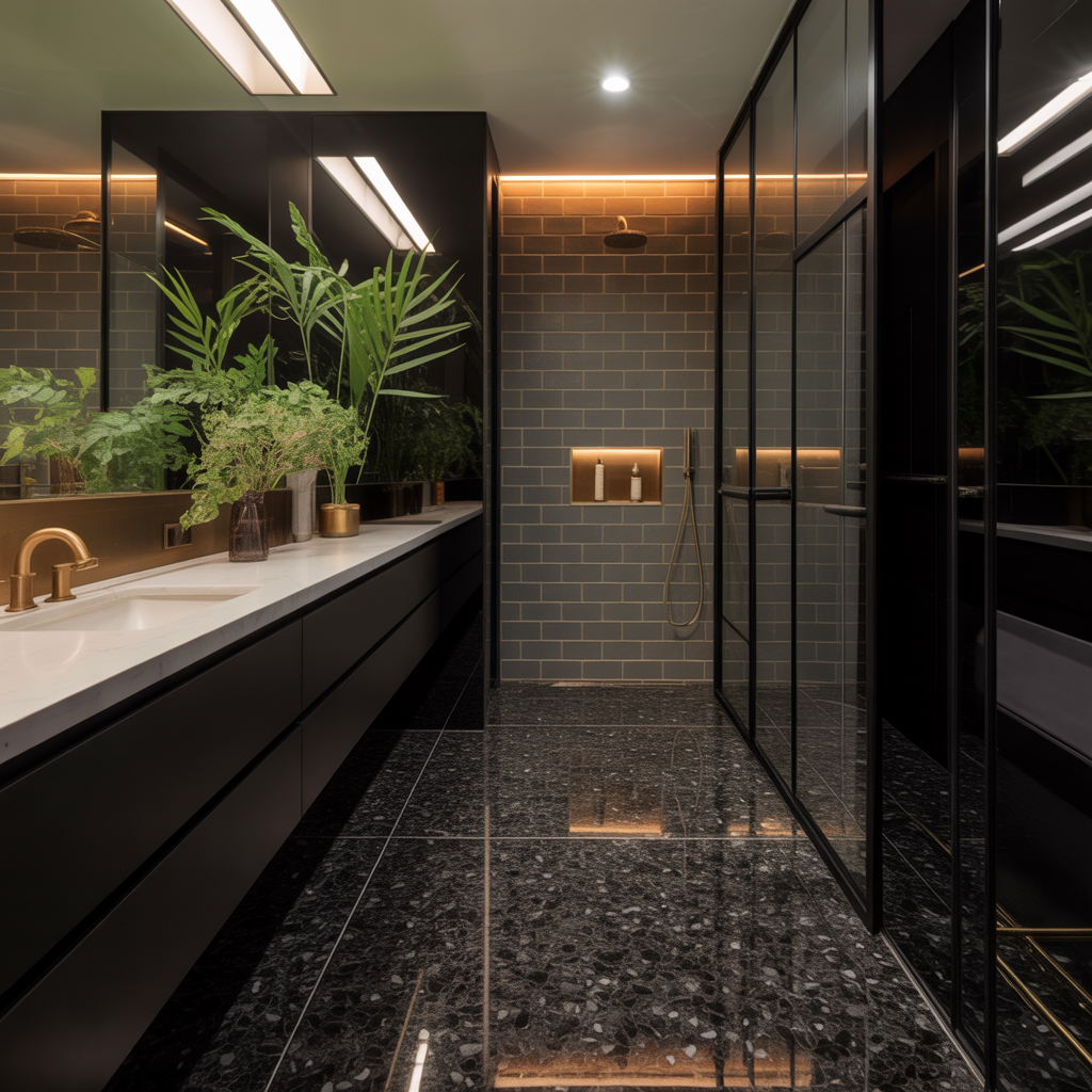 bathroom with black floor ideas