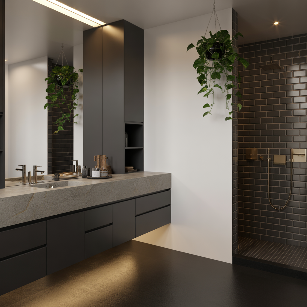 bathroom with black floor ideas