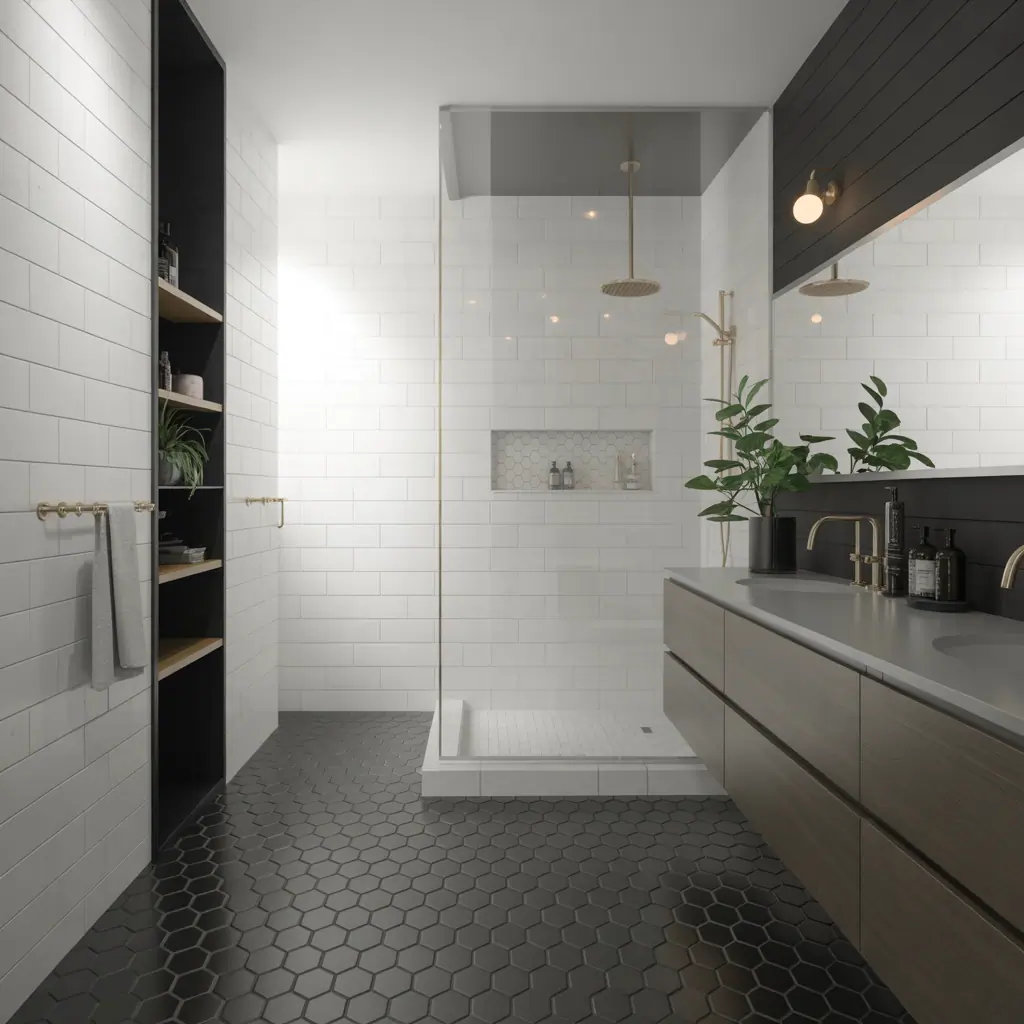 bathroom with black floor ideas