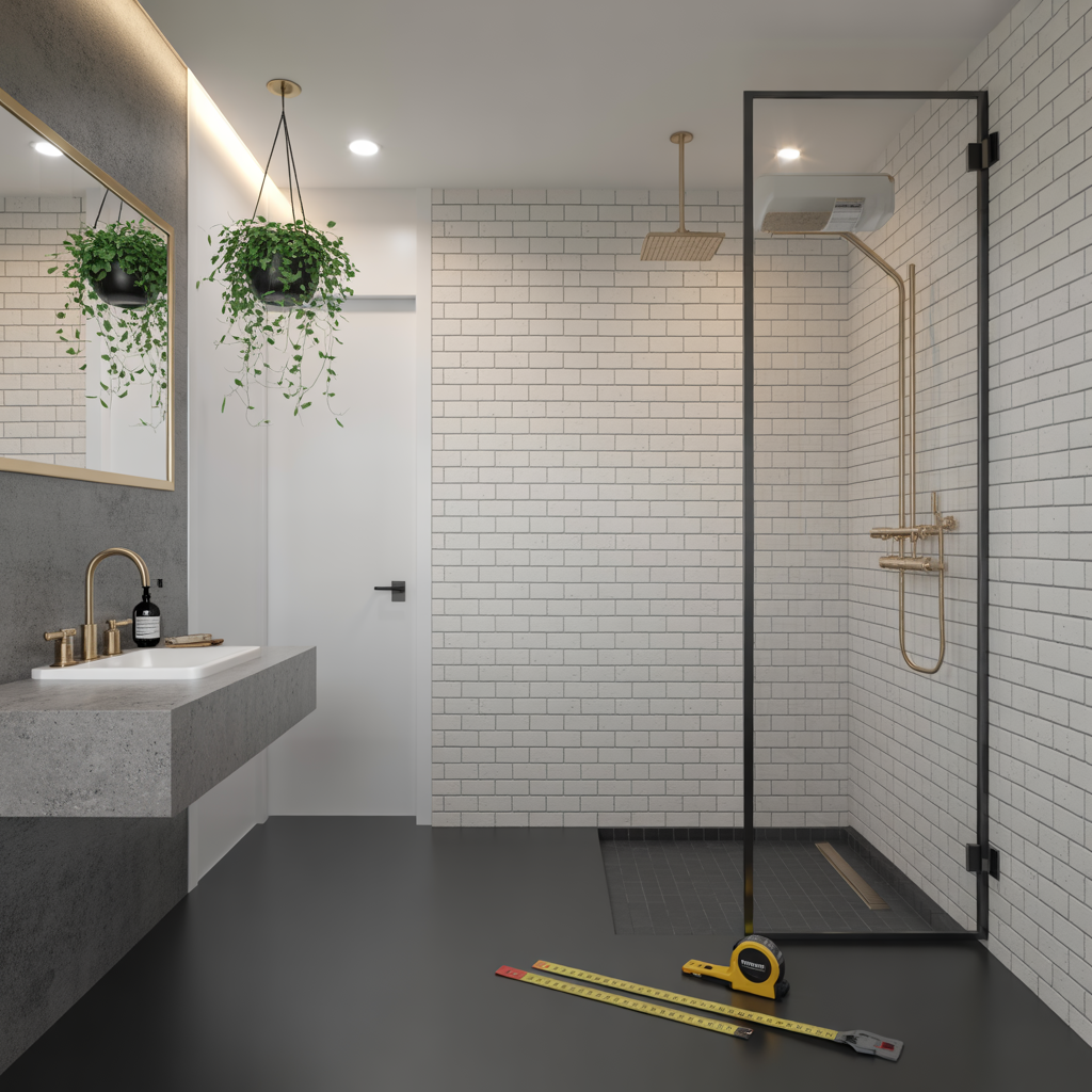 bathroom with black floor ideas