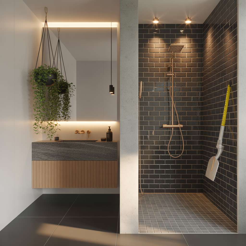 bathroom with black floor ideas