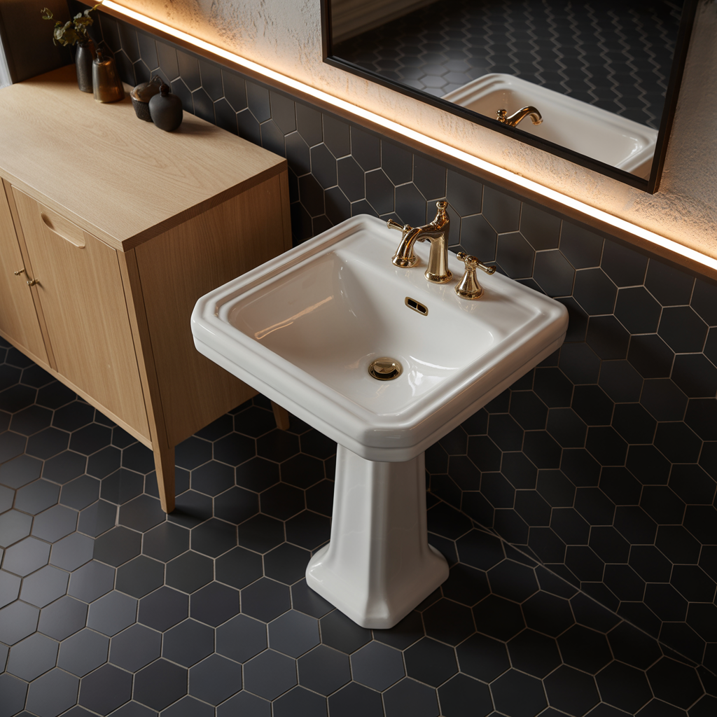bathroom with black floor ideas