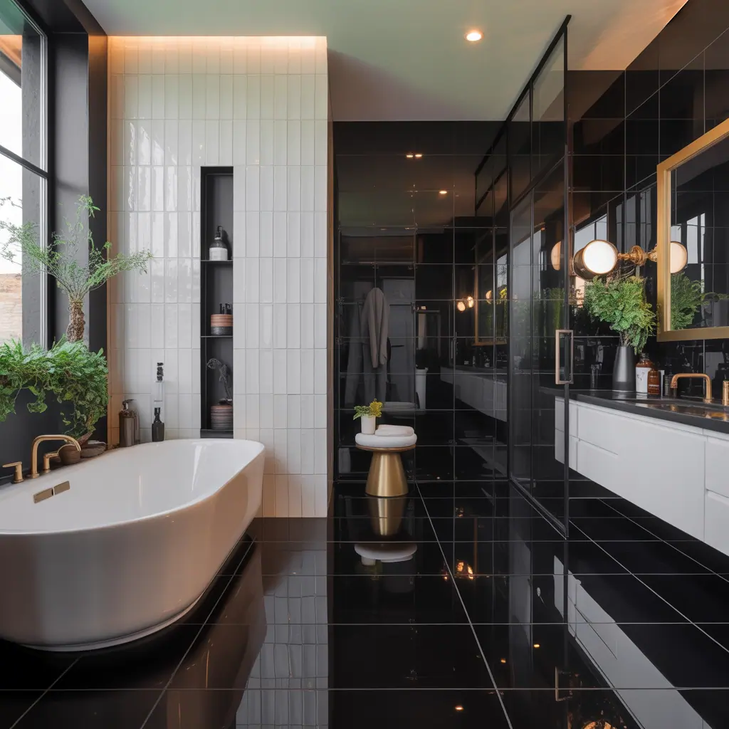 bathroom with black floor ideas