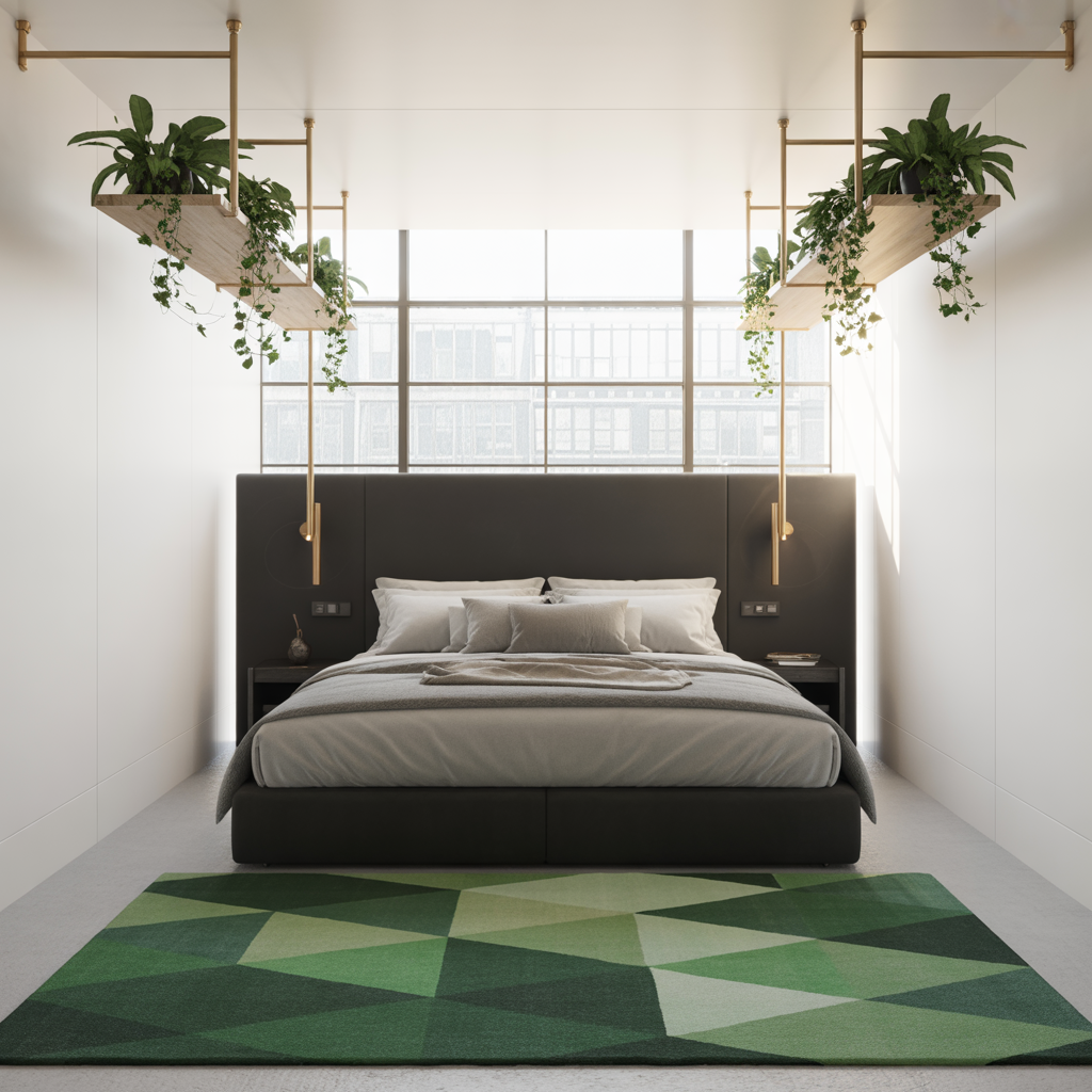 bedroom ideas black white green