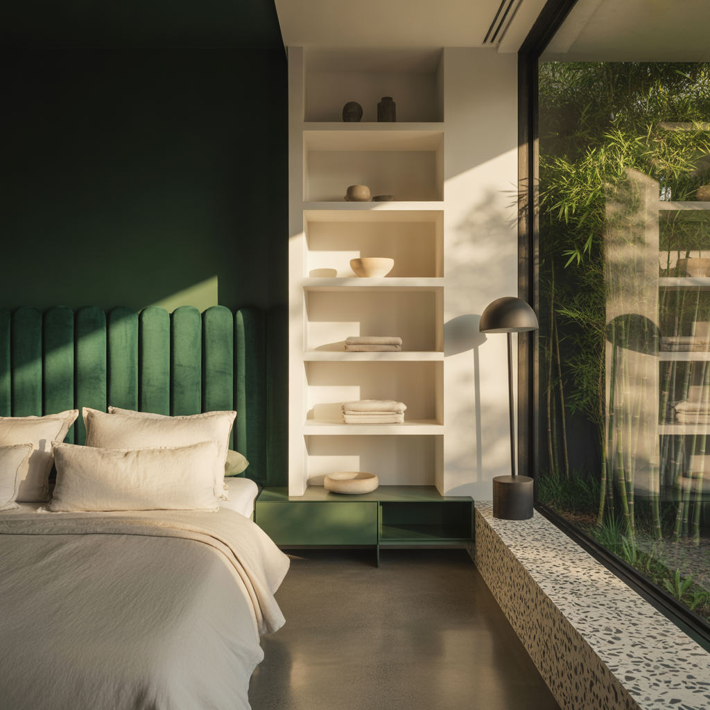 bedroom ideas black white green