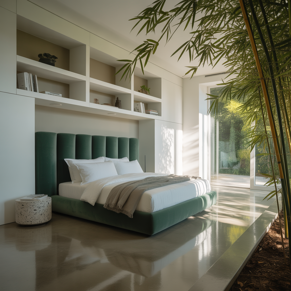 bedroom ideas black white green