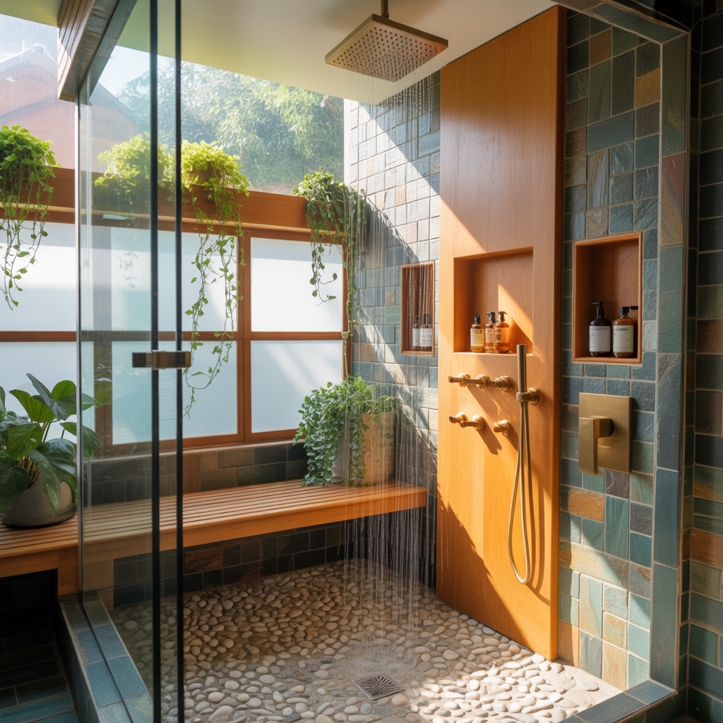 bench in walk shower ideas