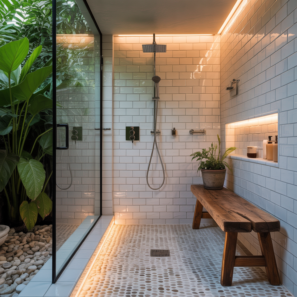 bench in walk shower ideas