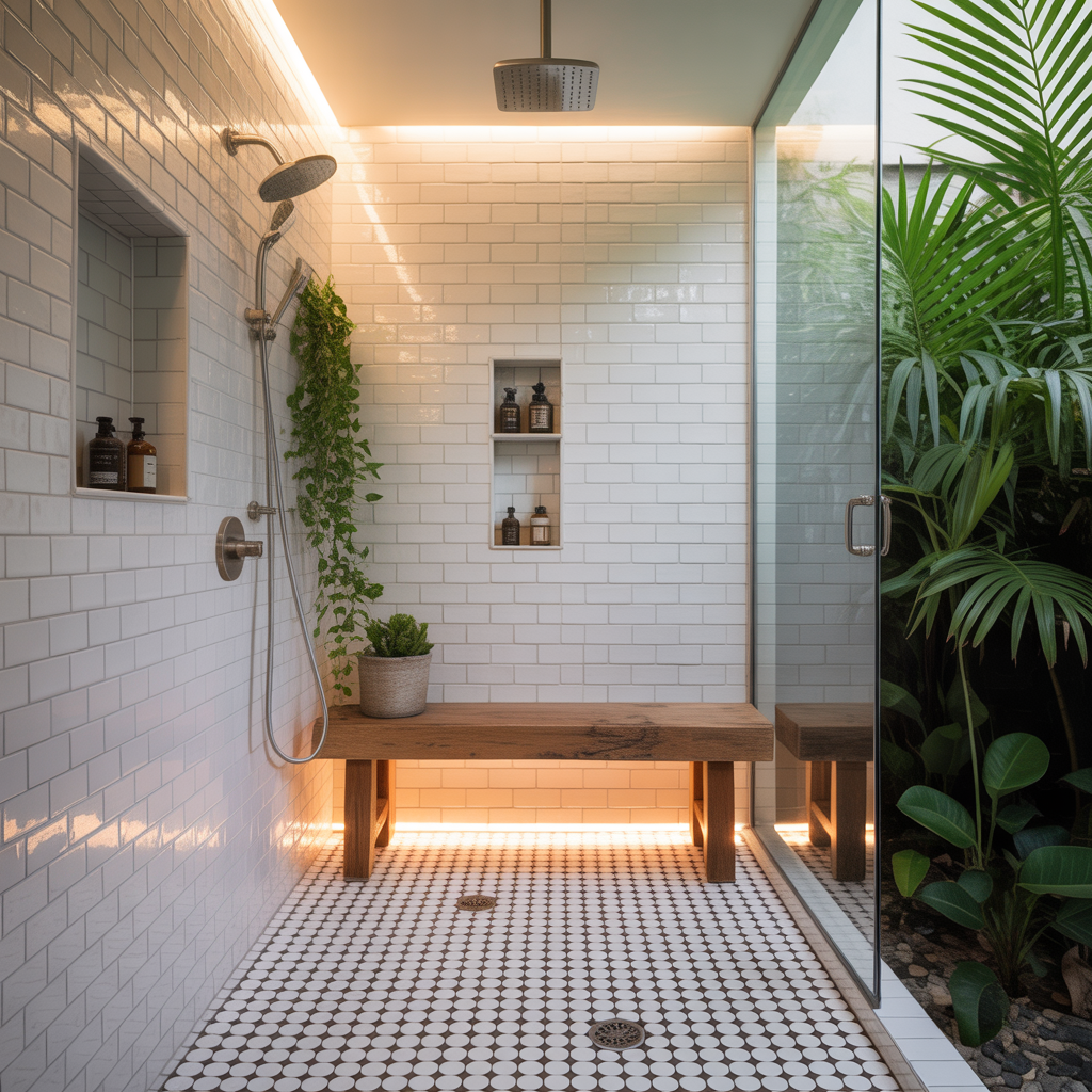 bench in walk shower ideas