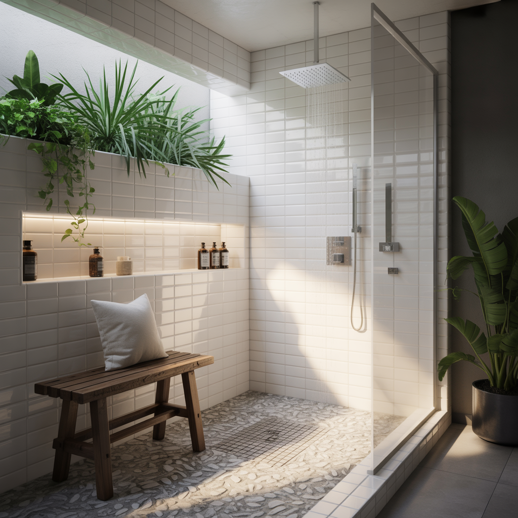 bench in walk shower ideas