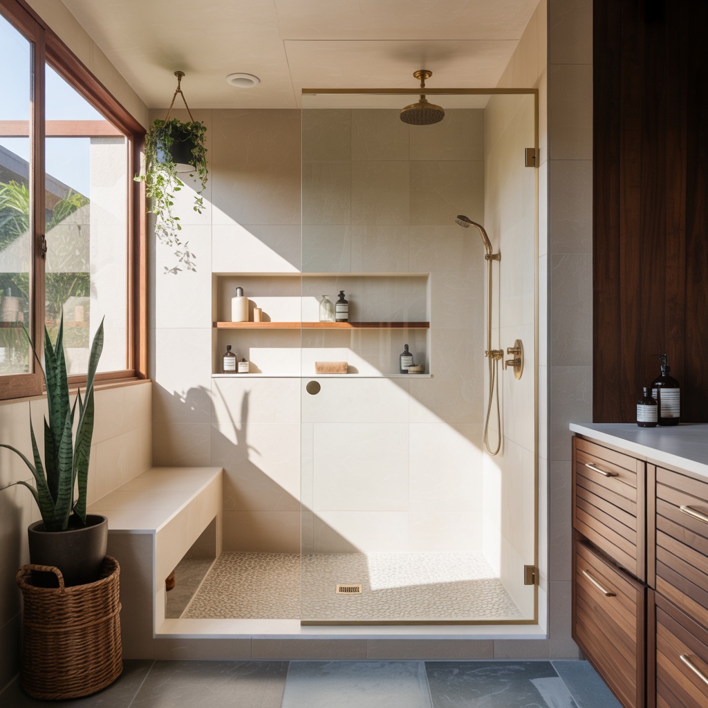 bench in walk shower ideas