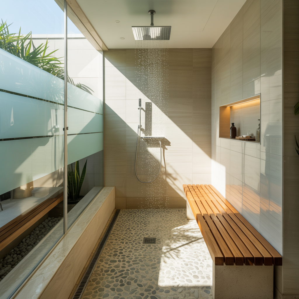 bench in walk shower ideas