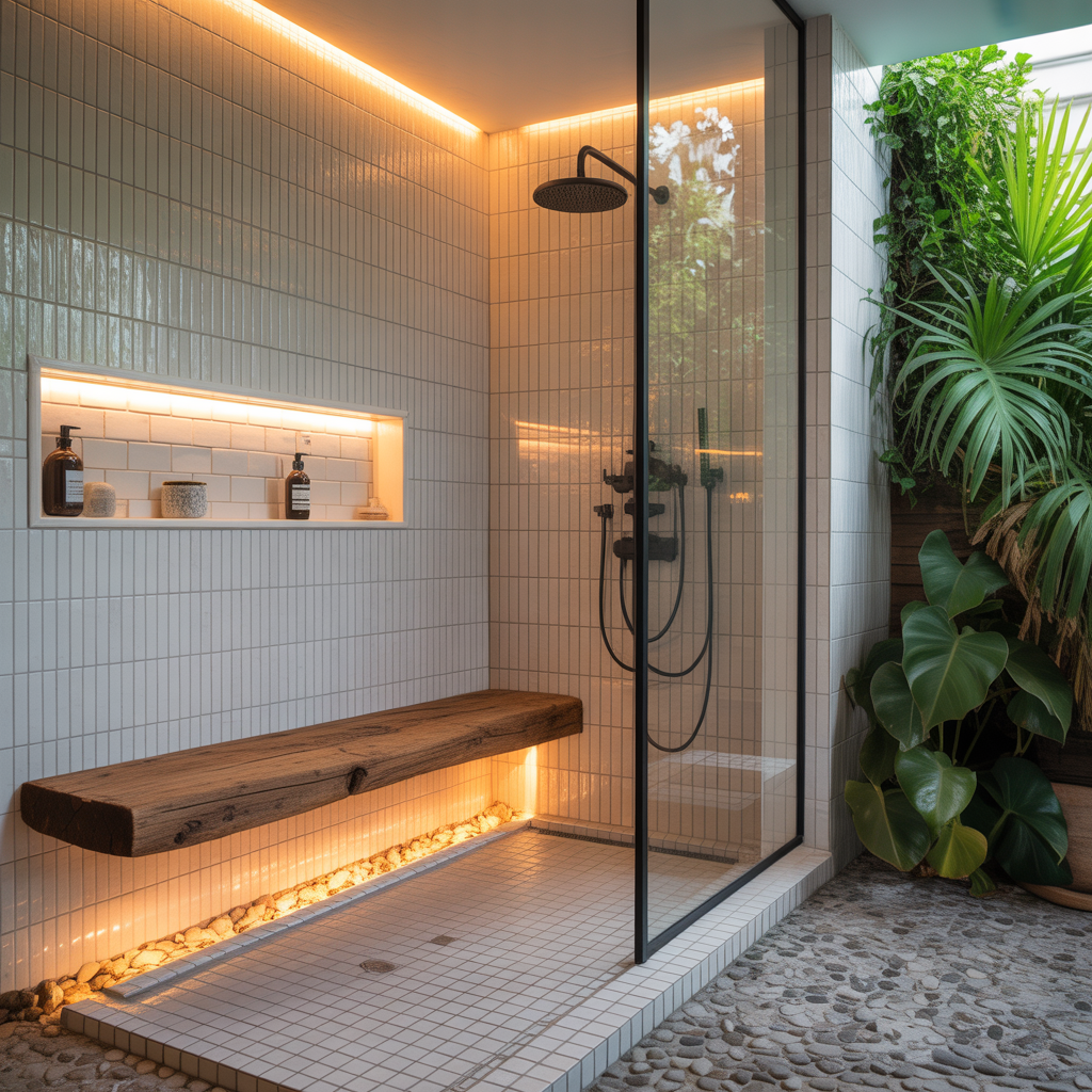 bench in walk shower ideas