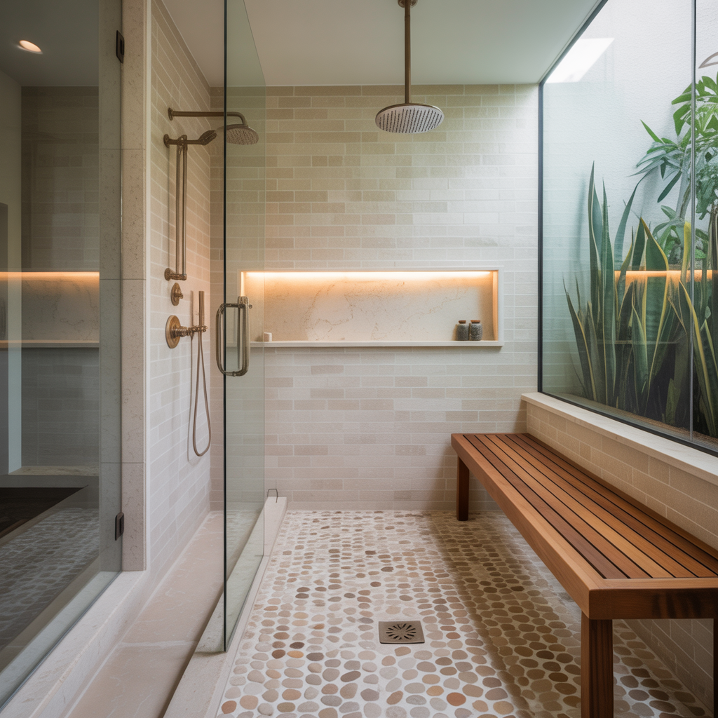 bench in walk shower ideas