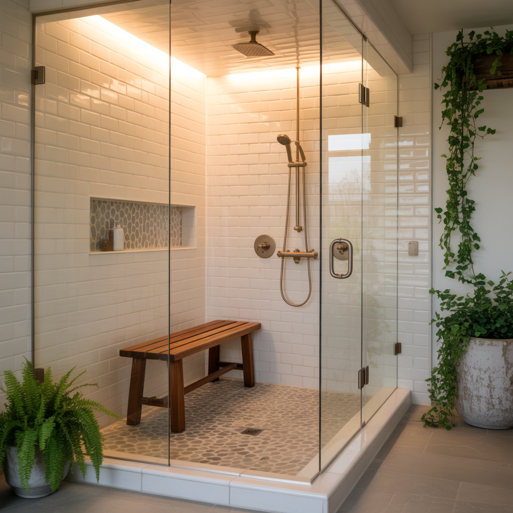 bench in walk shower ideas