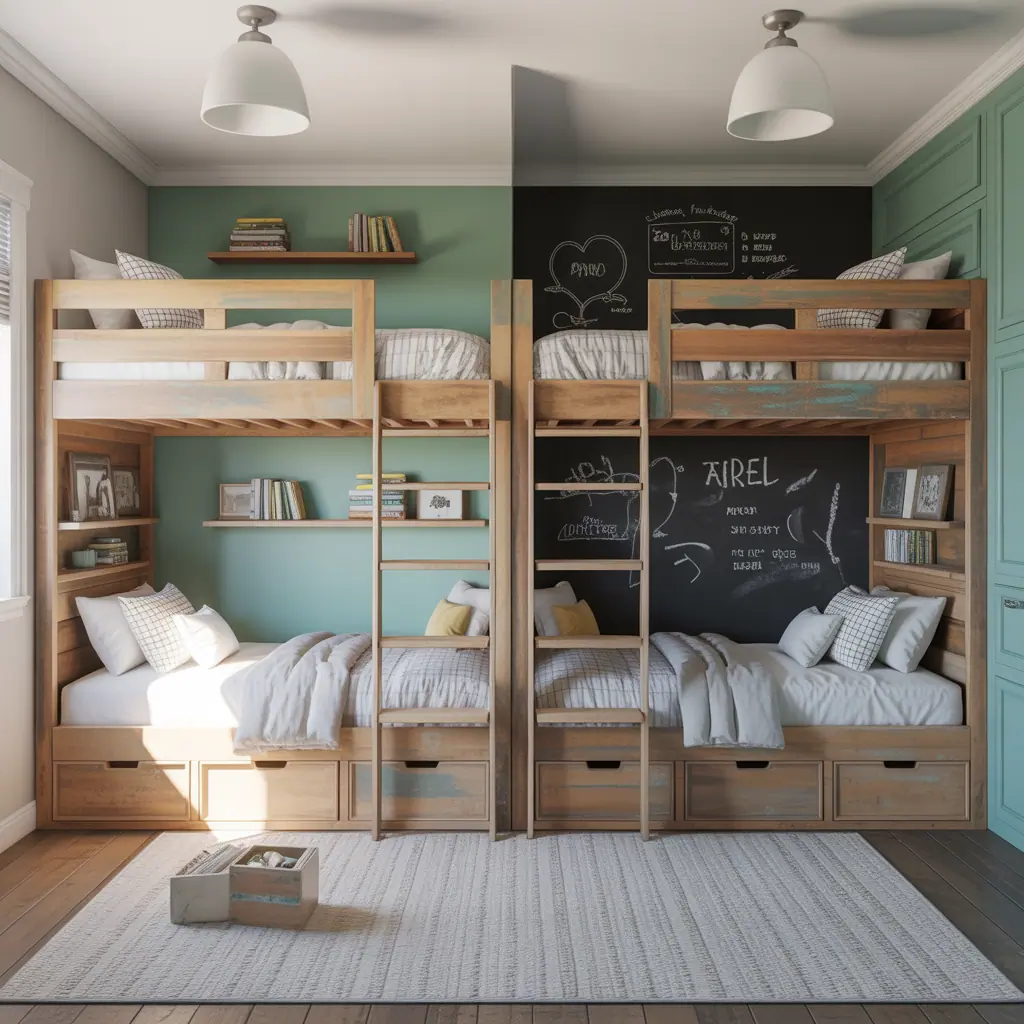 boy girl shared room bunk bed ideas