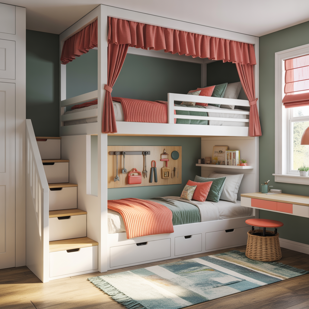 boy girl shared room bunk bed ideas