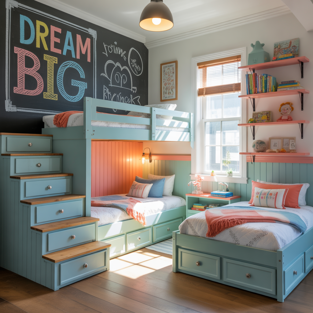 boy girl shared room bunk bed ideas