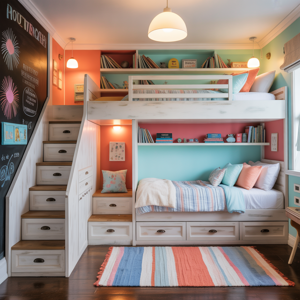 boy girl shared room bunk bed ideas