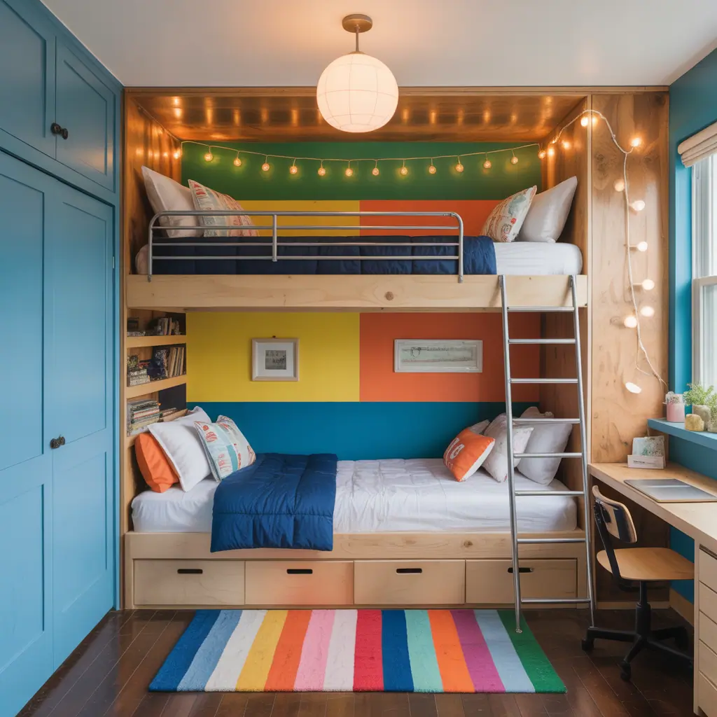 boy girl shared room bunk bed ideas