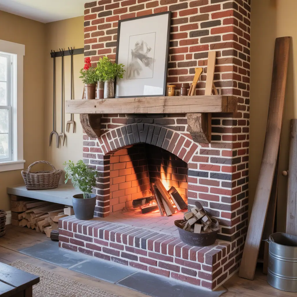 brick fireplace rustic inspirations