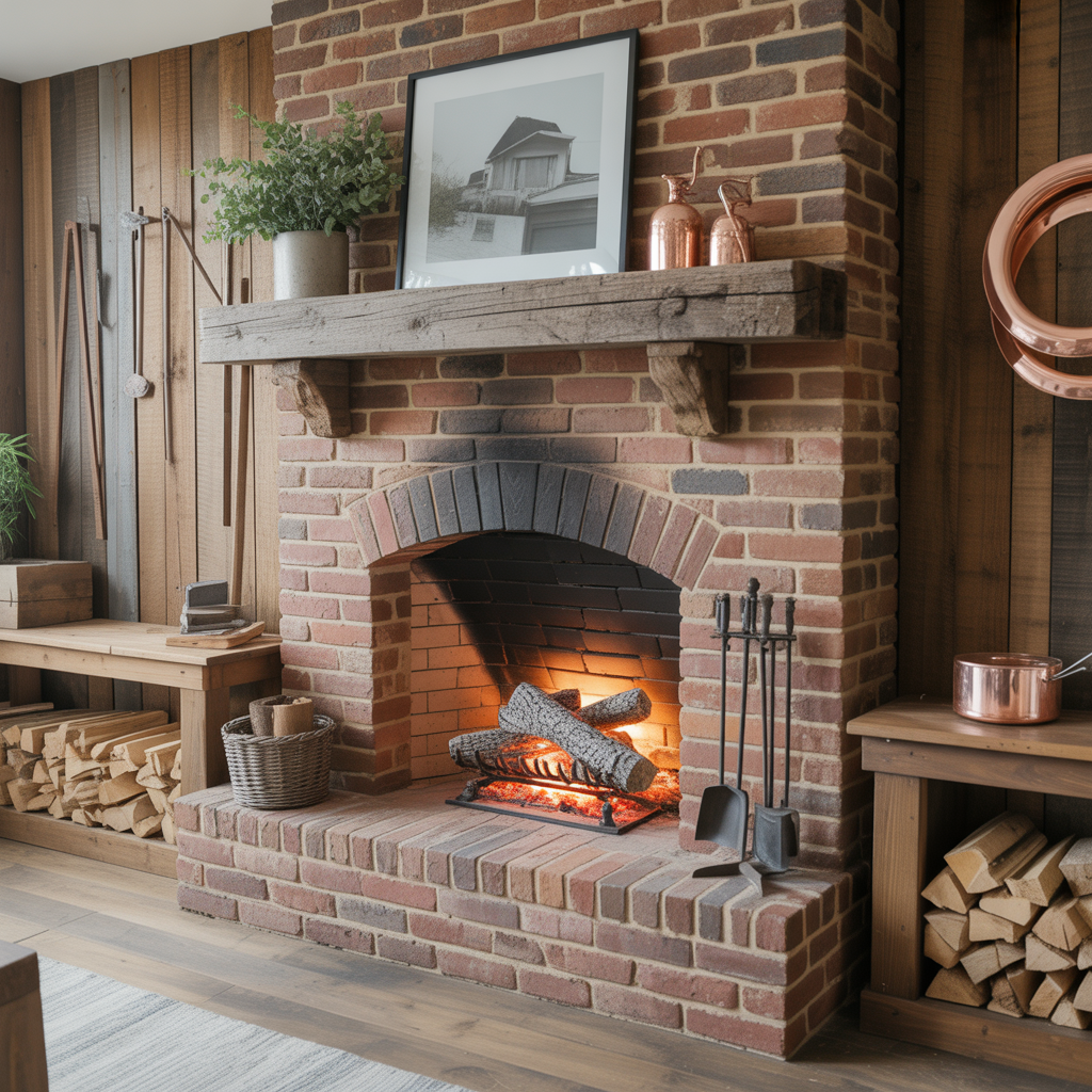 brick fireplace rustic inspirations