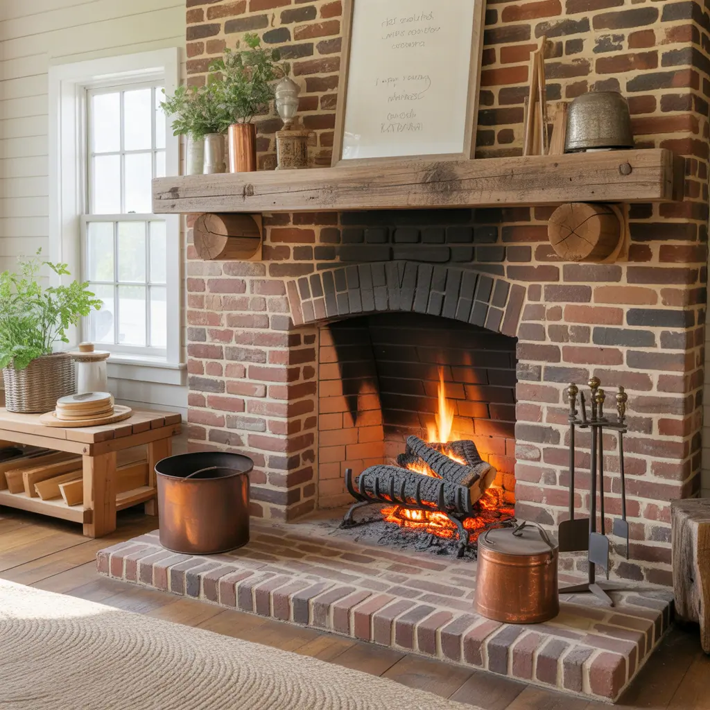 brick fireplace rustic inspirations