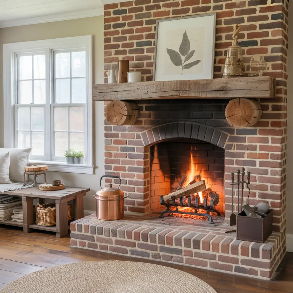 brick fireplace rustic inspirations