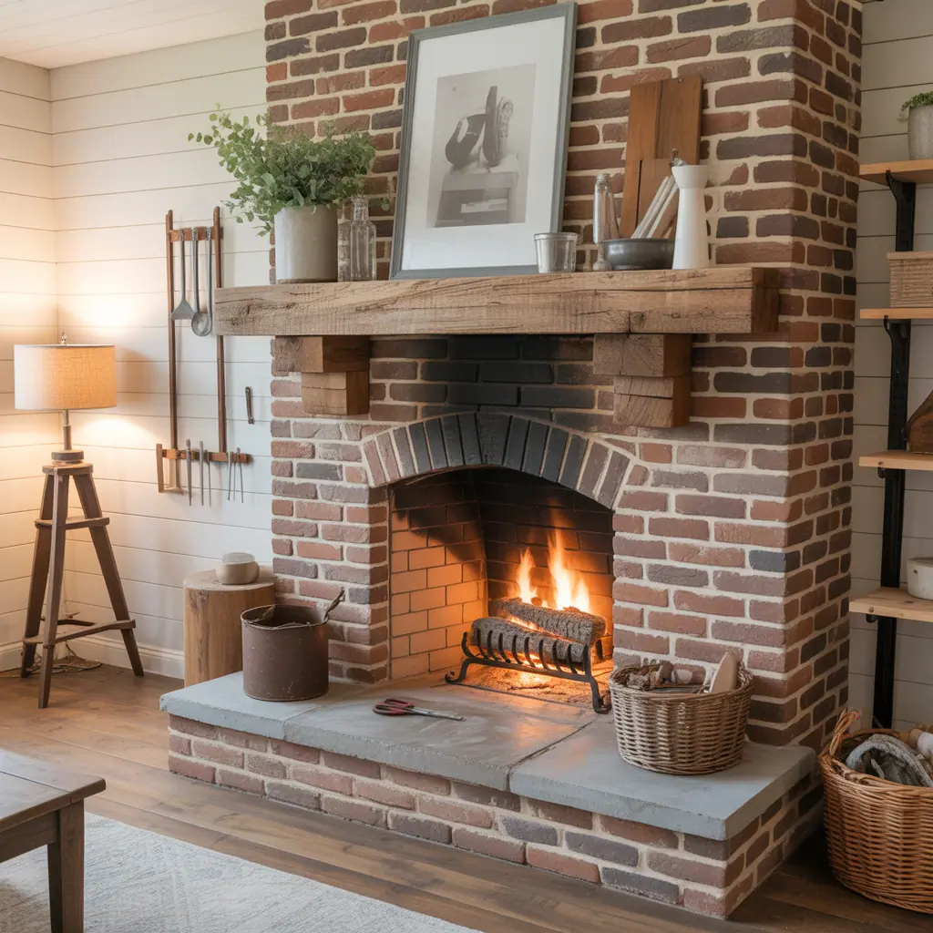 brick fireplace rustic inspirations