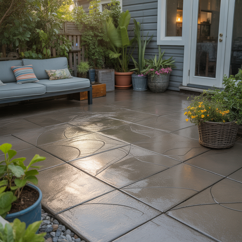 budget friendly backyard concrete patio