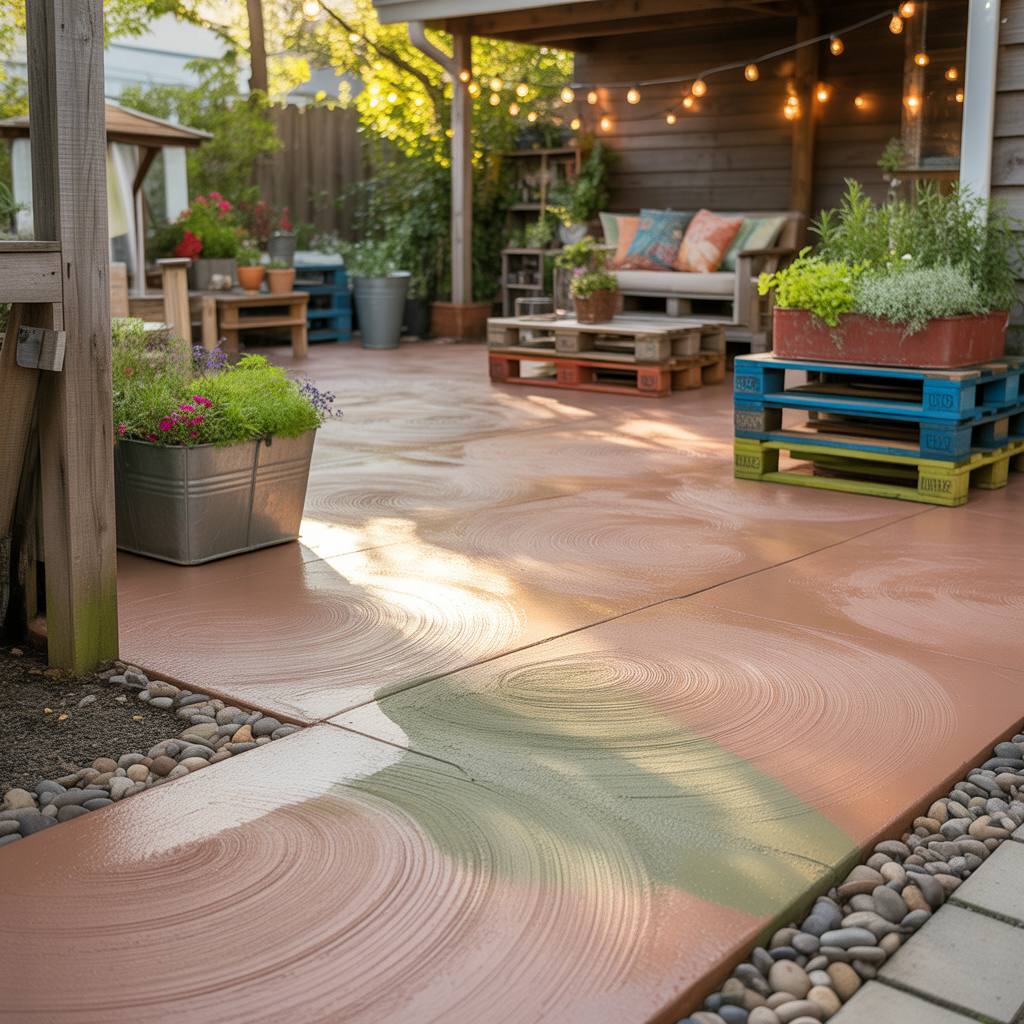 budget friendly backyard concrete patio