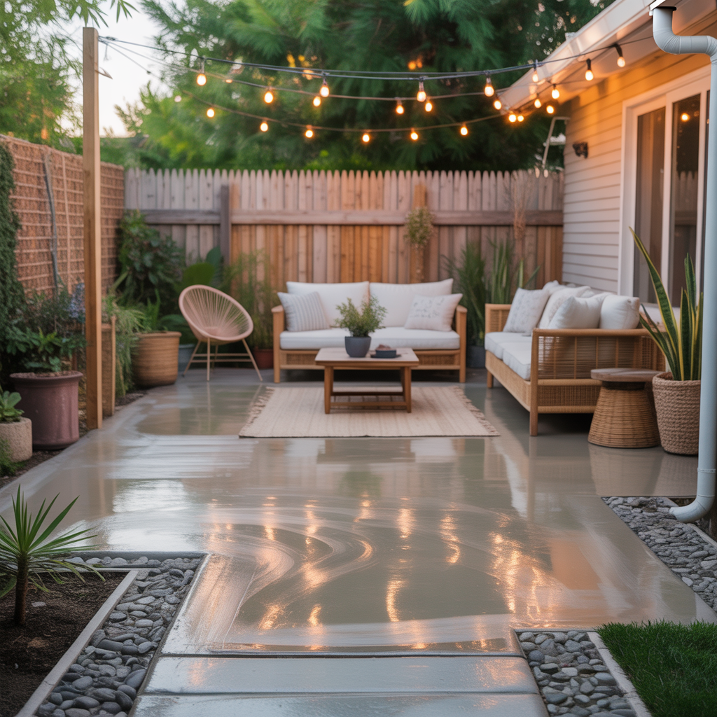 budget friendly backyard concrete patio